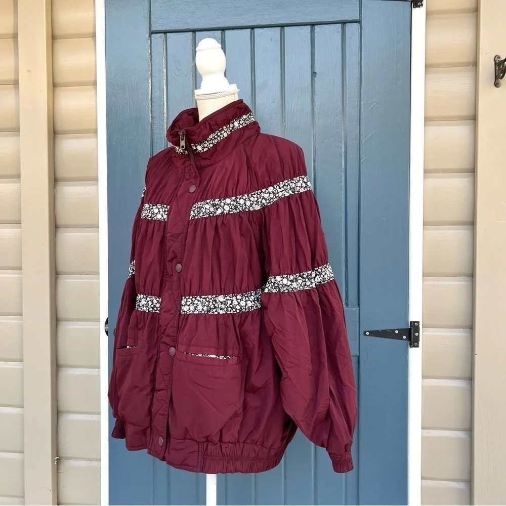 Free People On My Mind Bomber Jacket Women Size L  Mulberry